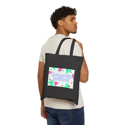 Celebratory Canvas Tote Bag - Congrats Gift, Graduation Tote, Wedding Favor, Eco-Friendly Bag, Party Essentials