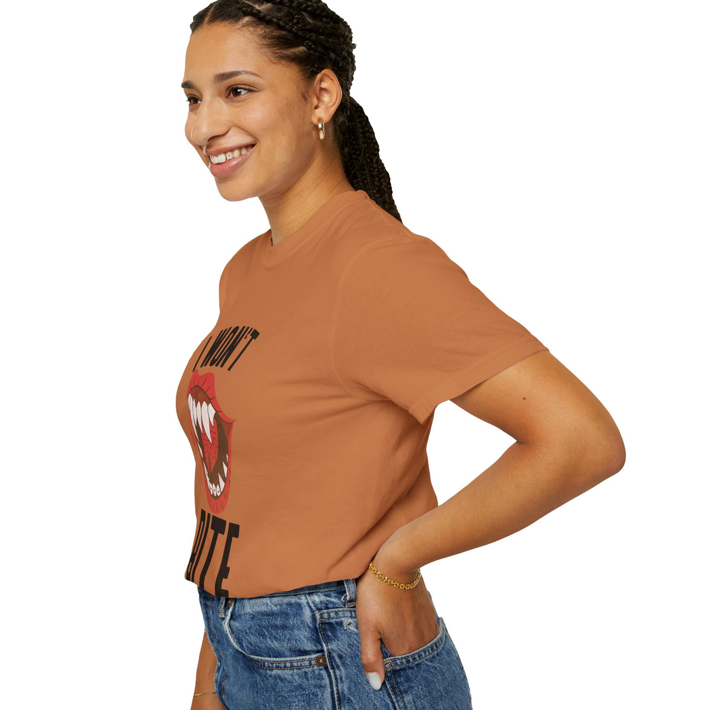 Fun Unisex 'I Won't Bite' T-Shirt for Halloween, Casual Wear, Graphic Tee, Gift for Friends, Statement Shirt