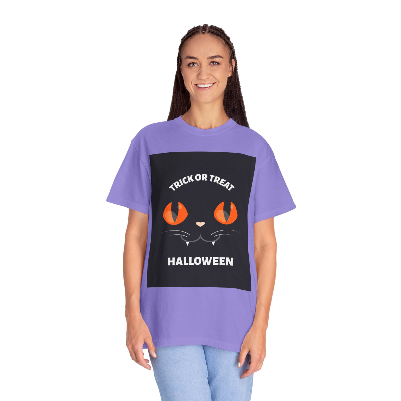 Halloween Cat T-Shirt, Unisex Trick or Treat Tee, Spooky Season Apparel, Cute Halloween Gift, Fall Festival Shirt, Cat Lover T-Shirt