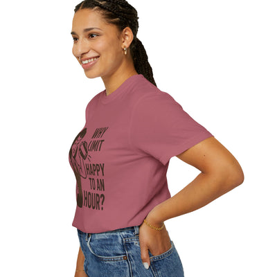 Why limit happy hour to an hour t-shirt, Chic Humor T-Shirt, Funny Shirt, Gift for Her, Casual Wear, Unisex Tee, Celebration Apparel