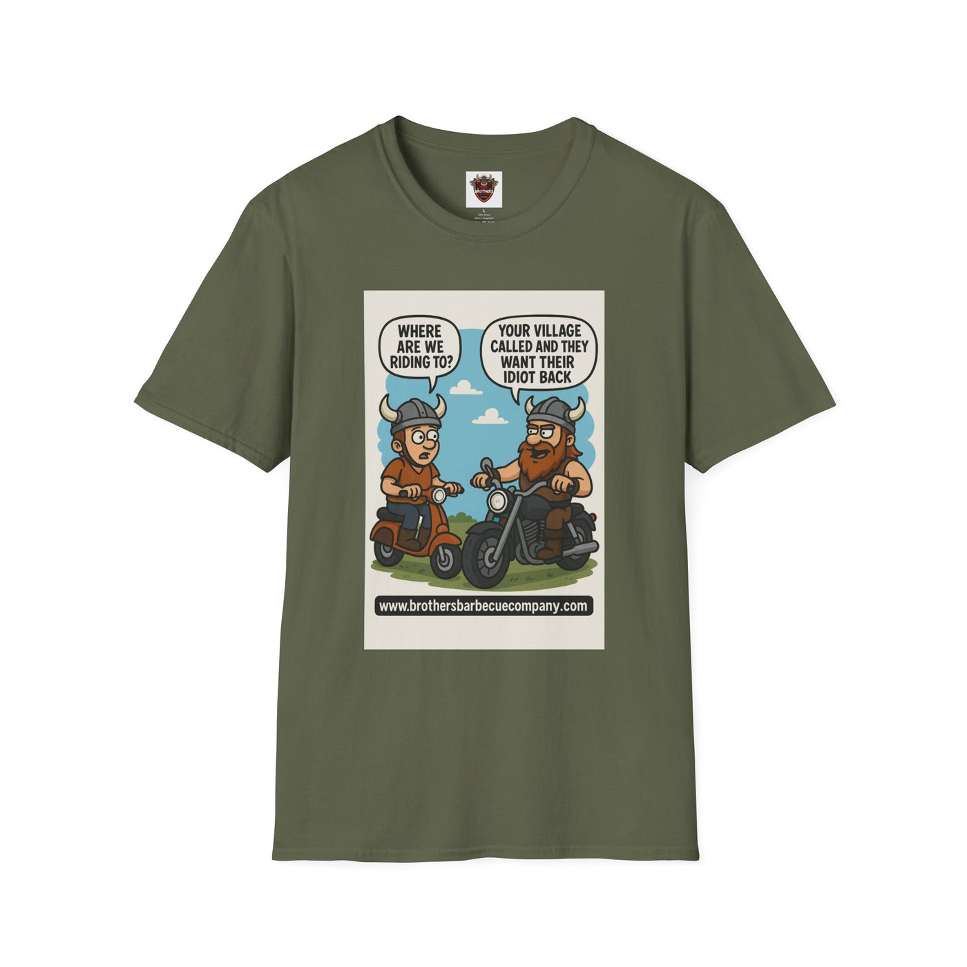 Funny Viking Bikers BBQ T-Shirt, Unisex Softstyle Tee, Gift for Grill Lovers, Casual Wear, Humor Shirt, Summer BBQ Party