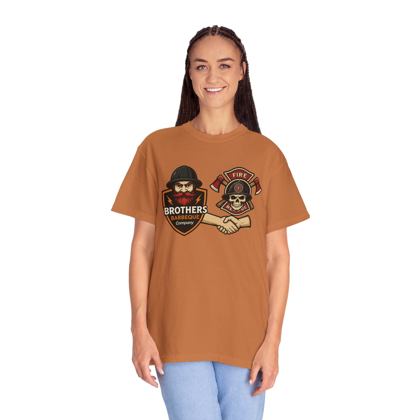 Brotherhood BBQ Humor T-Shirt, Unisex Casual Tee, Firefighter Appreciation, Friendship Gift, BBQ Lovers Shirt, Unique Graphic Tee