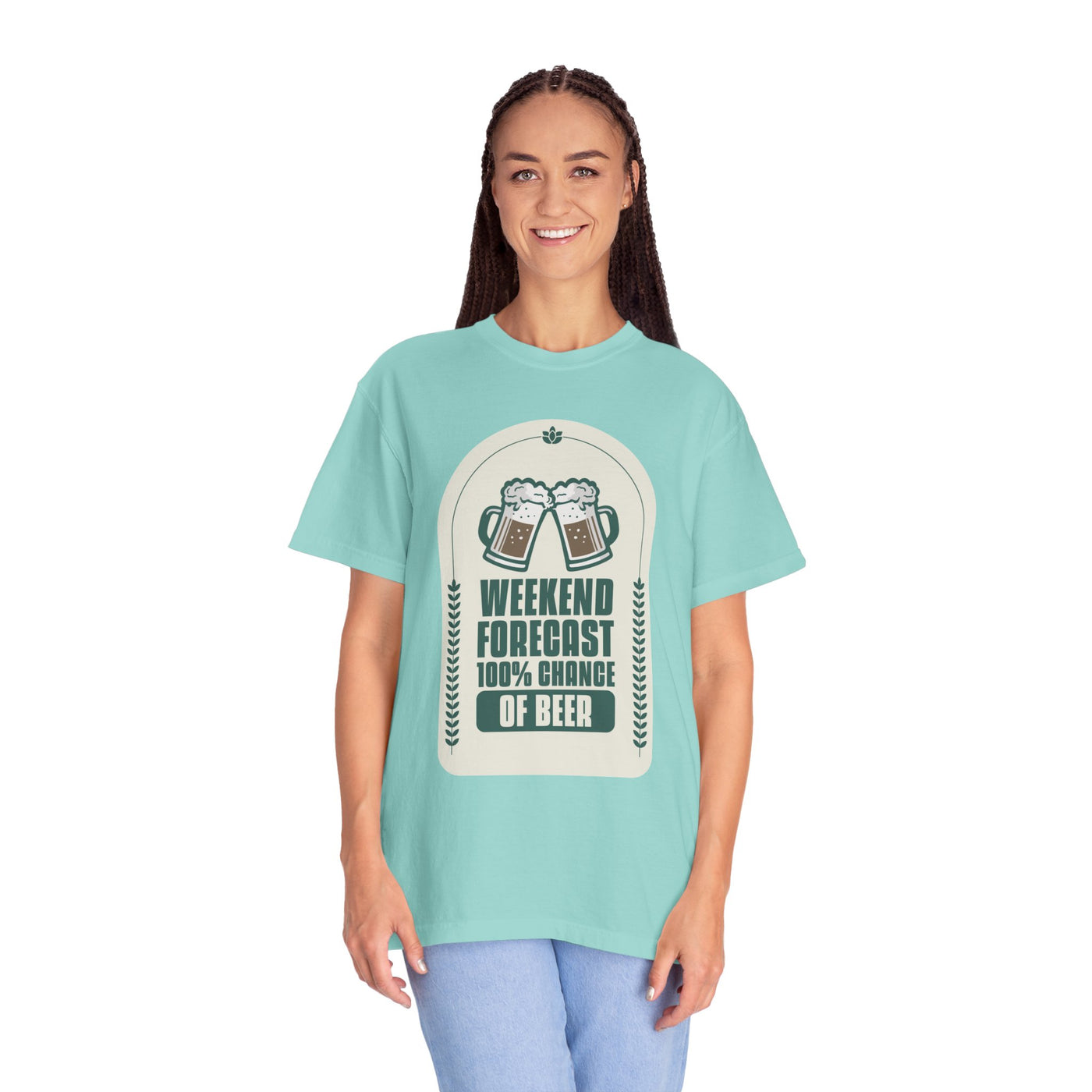 Weekend Forecast Beer T-Shirt | Unisex Garment-Dyed Tee for Beer Lovers, Perfect for Parties, Birthdays, and Casual Wear