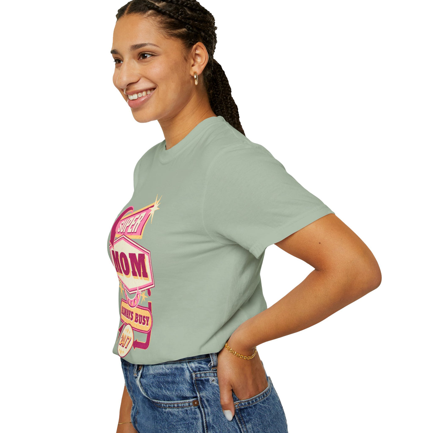Super Mom Garment-Dyed T-Shirt, Mother's Day Gift, Funny Mom Tee, Busy Mom Apparel, Casual T-Shirt for Moms