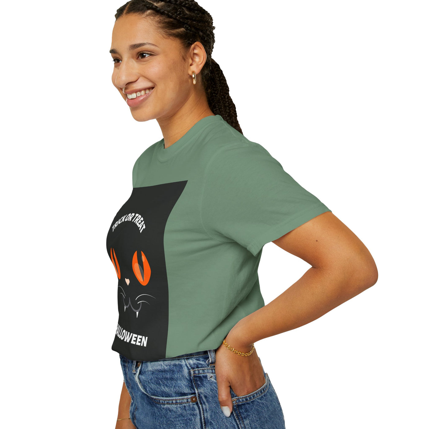 Halloween Cat T-Shirt, Unisex Trick or Treat Tee, Spooky Season Apparel, Cute Halloween Gift, Fall Festival Shirt, Cat Lover T-Shirt