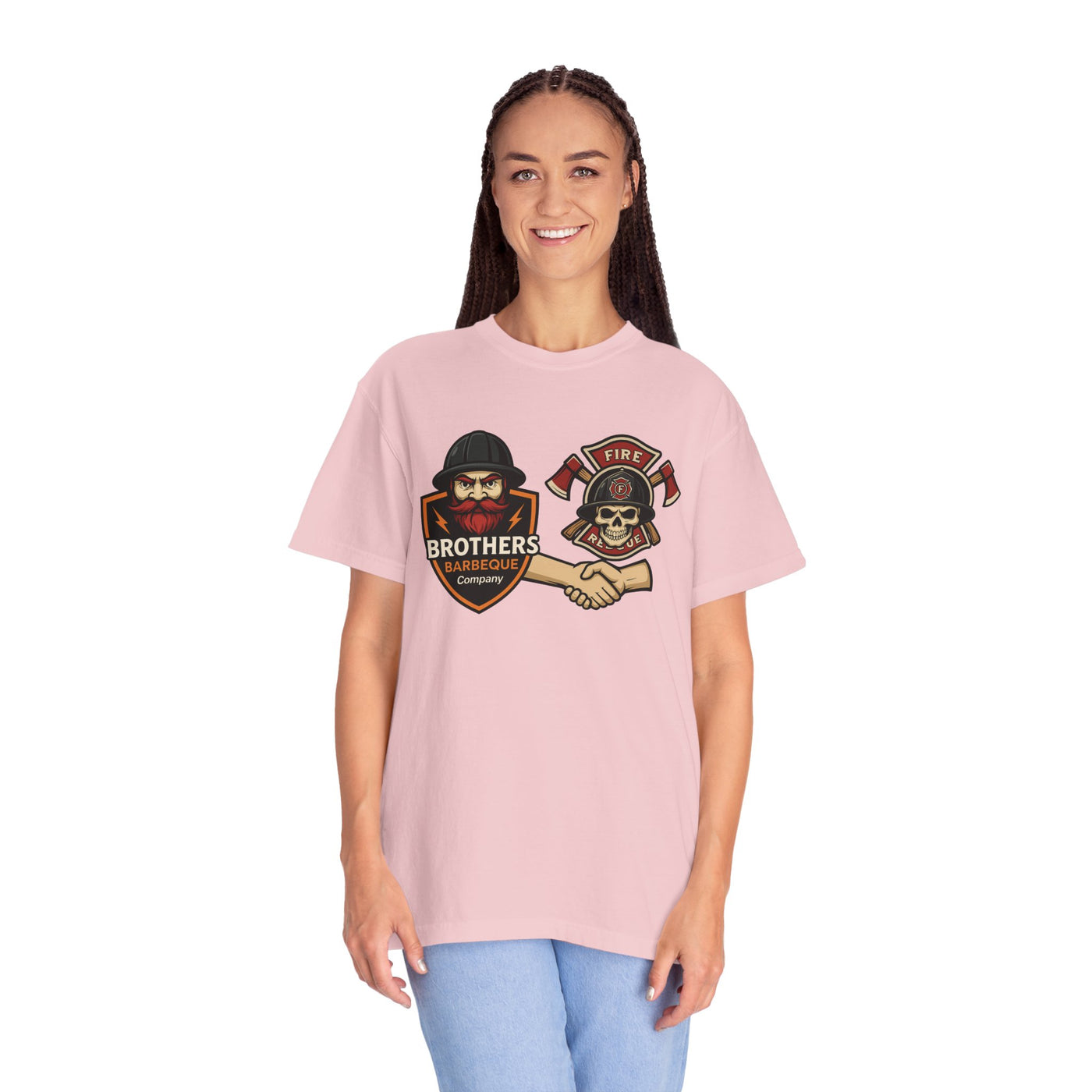 Brotherhood BBQ Humor T-Shirt, Unisex Casual Tee, Firefighter Appreciation, Friendship Gift, BBQ Lovers Shirt, Unique Graphic Tee