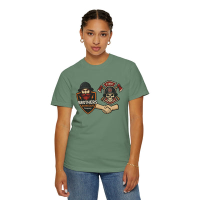 Brotherhood BBQ Humor T-Shirt, Unisex Casual Tee, Firefighter Appreciation, Friendship Gift, BBQ Lovers Shirt, Unique Graphic Tee