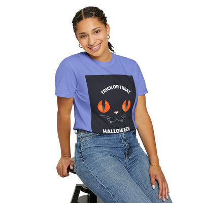 Halloween Cat T-Shirt, Unisex Trick or Treat Tee, Spooky Season Apparel, Cute Halloween Gift, Fall Festival Shirt, Cat Lover T-Shirt