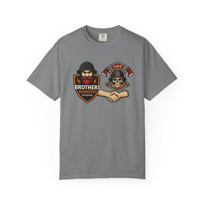 Brotherhood BBQ Humor T-Shirt, Unisex Casual Tee, Firefighter Appreciation, Friendship Gift, BBQ Lovers Shirt, Unique Graphic Tee