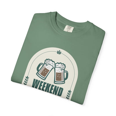 Weekend Forecast Beer T-Shirt | Unisex Garment-Dyed Tee for Beer Lovers, Perfect for Parties, Birthdays, and Casual Wear