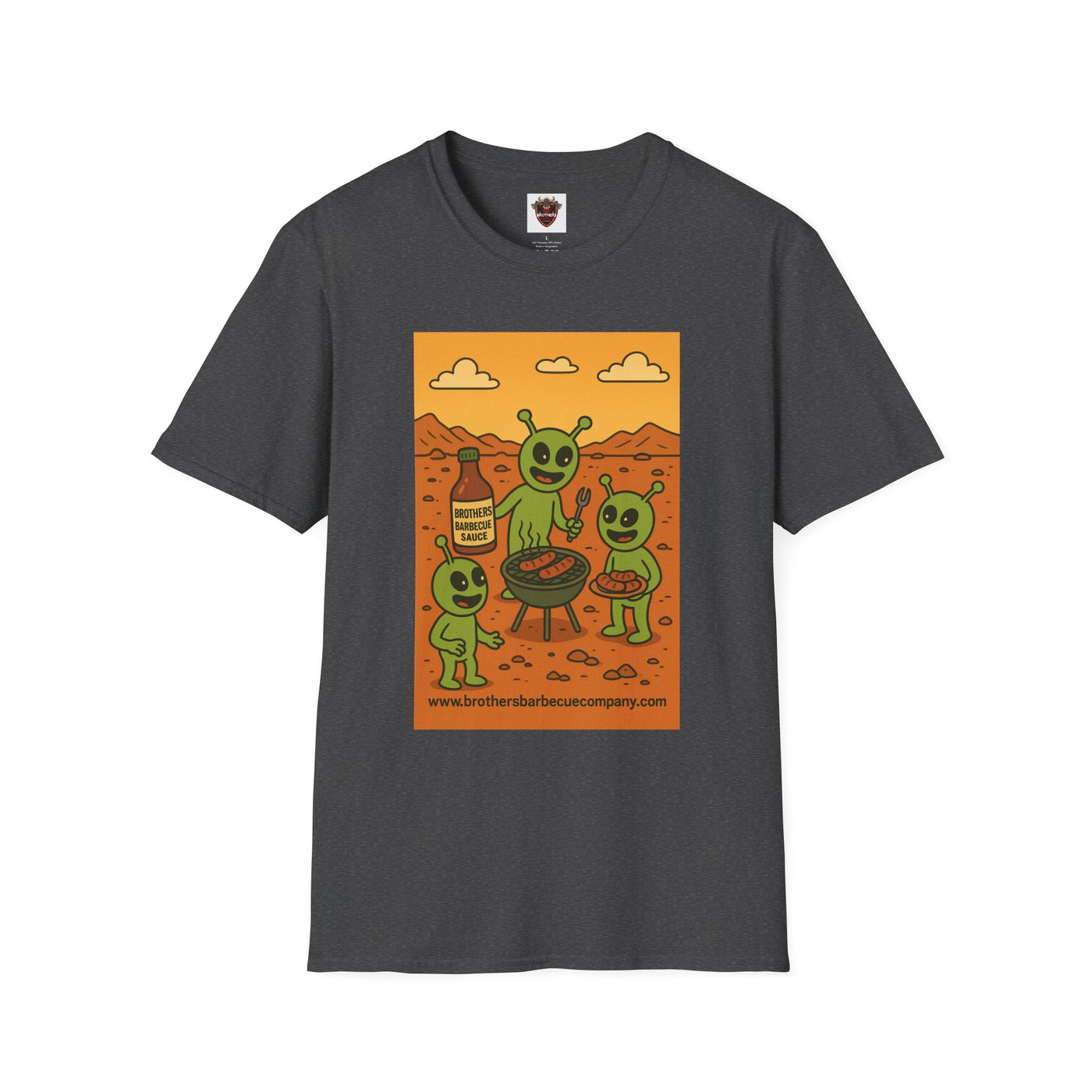Alien BBQ Meat Party Unisex Softstyle T-Shirt, Funny Graphic Tee, Unique Gift, Summer Barbecue Wear, Casual Everyday Shirt, Fun Statement Top