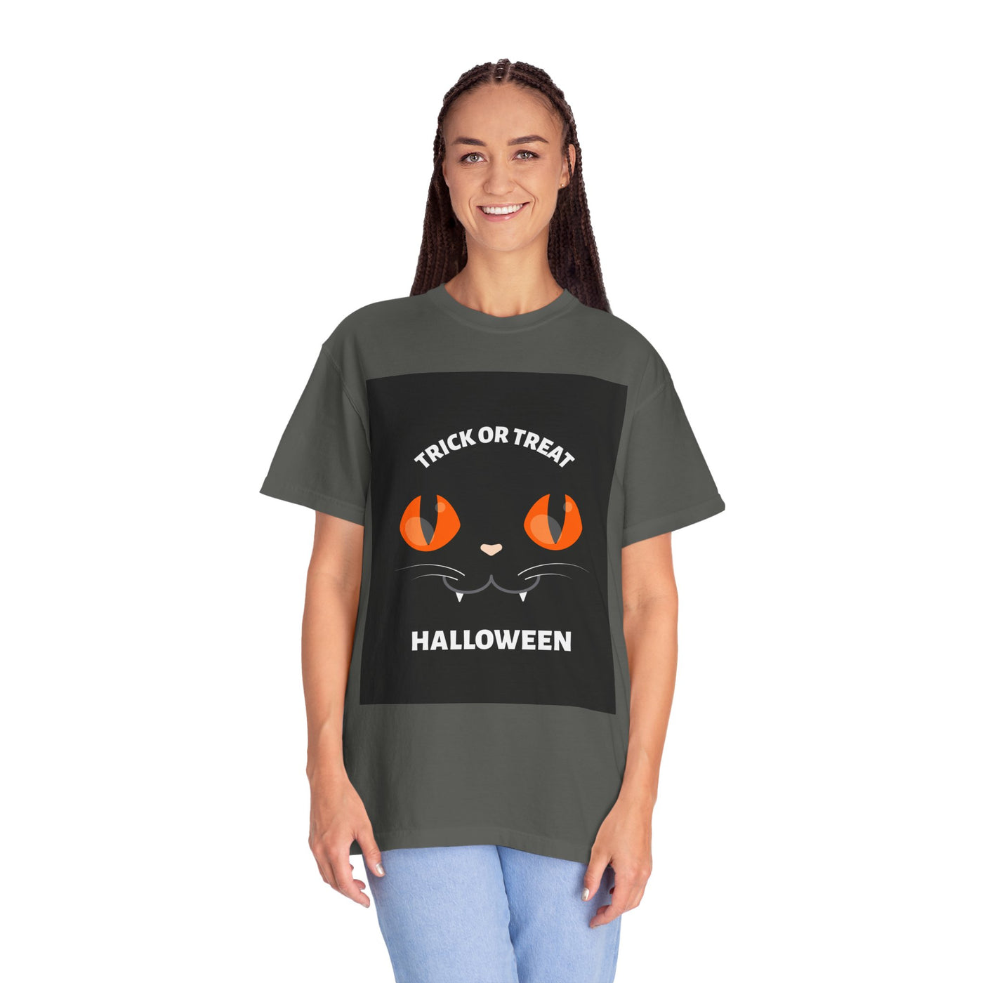 Halloween Cat T-Shirt, Unisex Trick or Treat Tee, Spooky Season Apparel, Cute Halloween Gift, Fall Festival Shirt, Cat Lover T-Shirt