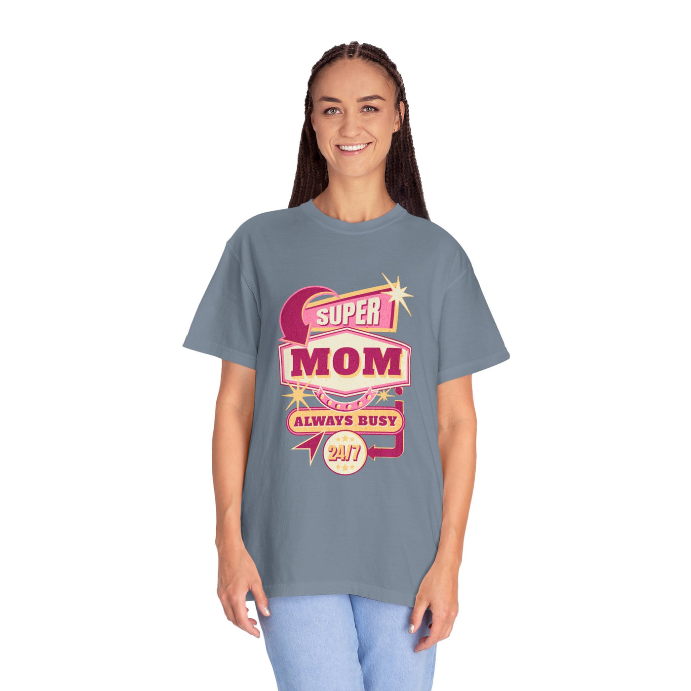 Super Mom Garment-Dyed T-Shirt, Mother's Day Gift, Funny Mom Tee, Busy Mom Apparel, Casual T-Shirt for Moms