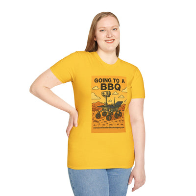BBQ Rover Unisex Softstyle T-Shirt | Fun BBQ Shirt, Space Enthusiast Gift, Summer Picnic Wear, Mars Rover Shirt, Unique Graphic Tee