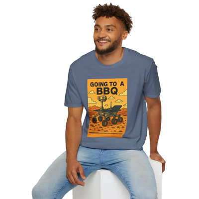 BBQ Rover Unisex Softstyle T-Shirt | Fun BBQ Shirt, Space Enthusiast Gift, Summer Picnic Wear, Mars Rover Shirt, Unique Graphic Tee