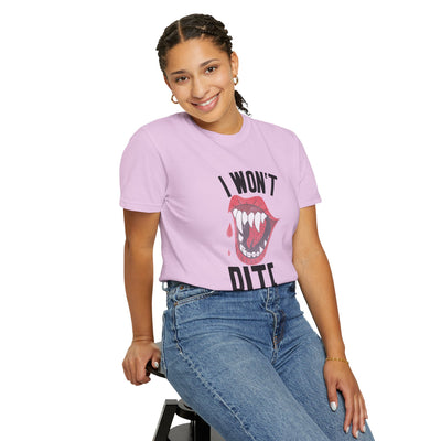 Fun Unisex 'I Won't Bite' T-Shirt for Halloween, Casual Wear, Graphic Tee, Gift for Friends, Statement Shirt