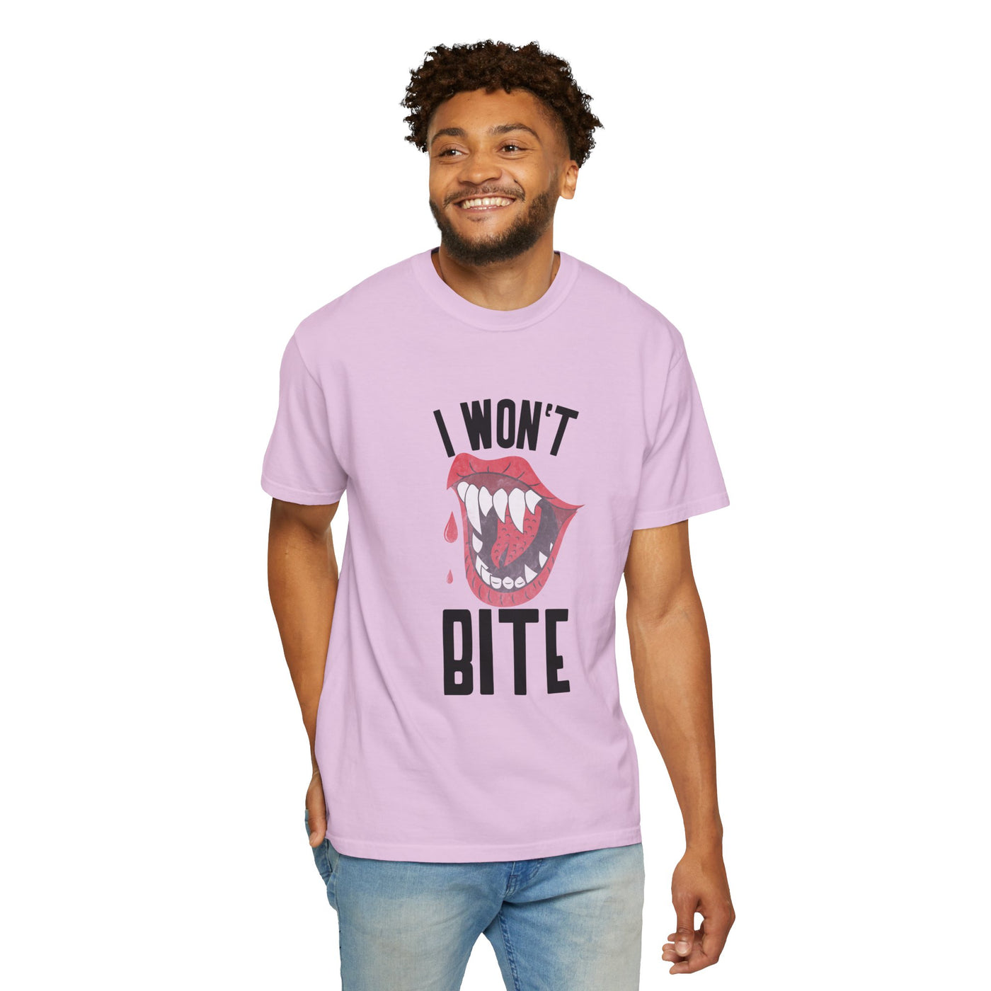 Fun Unisex 'I Won't Bite' T-Shirt for Halloween, Casual Wear, Graphic Tee, Gift for Friends, Statement Shirt