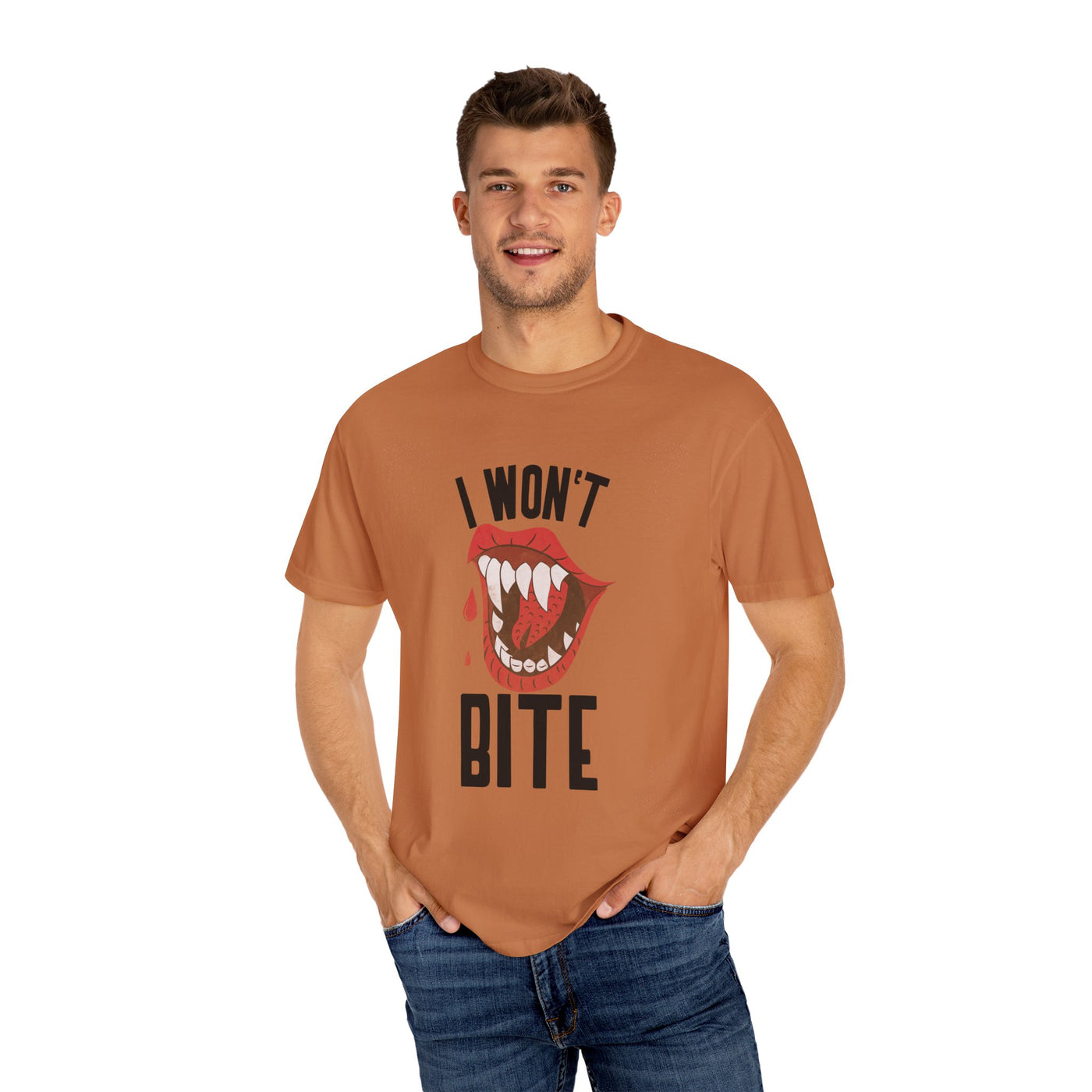 Fun Unisex 'I Won't Bite' T-Shirt for Halloween, Casual Wear, Graphic Tee, Gift for Friends, Statement Shirt