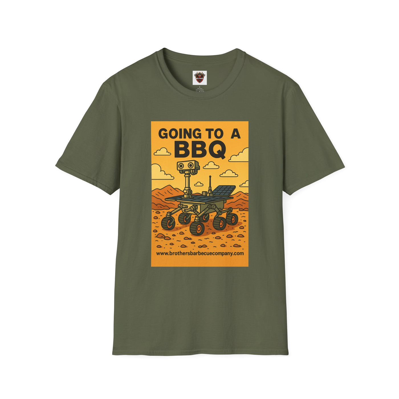 BBQ Rover Unisex Softstyle T-Shirt | Fun BBQ Shirt, Space Enthusiast Gift, Summer Picnic Wear, Mars Rover Shirt, Unique Graphic Tee