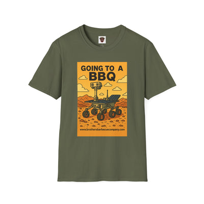 BBQ Rover Unisex Softstyle T-Shirt | Fun BBQ Shirt, Space Enthusiast Gift, Summer Picnic Wear, Mars Rover Shirt, Unique Graphic Tee