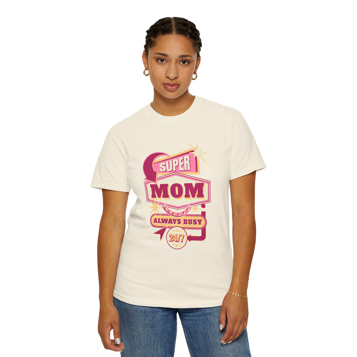 Super Mom Garment-Dyed T-Shirt, Mother's Day Gift, Funny Mom Tee, Busy Mom Apparel, Casual T-Shirt for Moms
