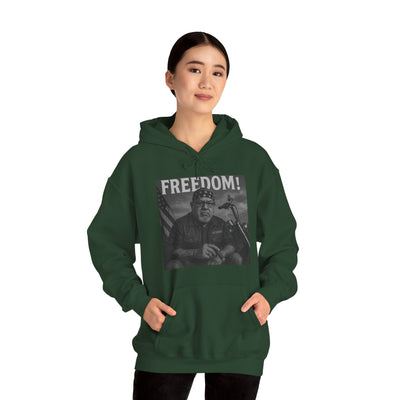 Freedom & Barbeque Unisex Heavy Blend™ Hooded Sweatshirt, Cozy Pullover, Gift for BBQ Lovers, Casual Wear, Freedom Theme, Outdoor Events