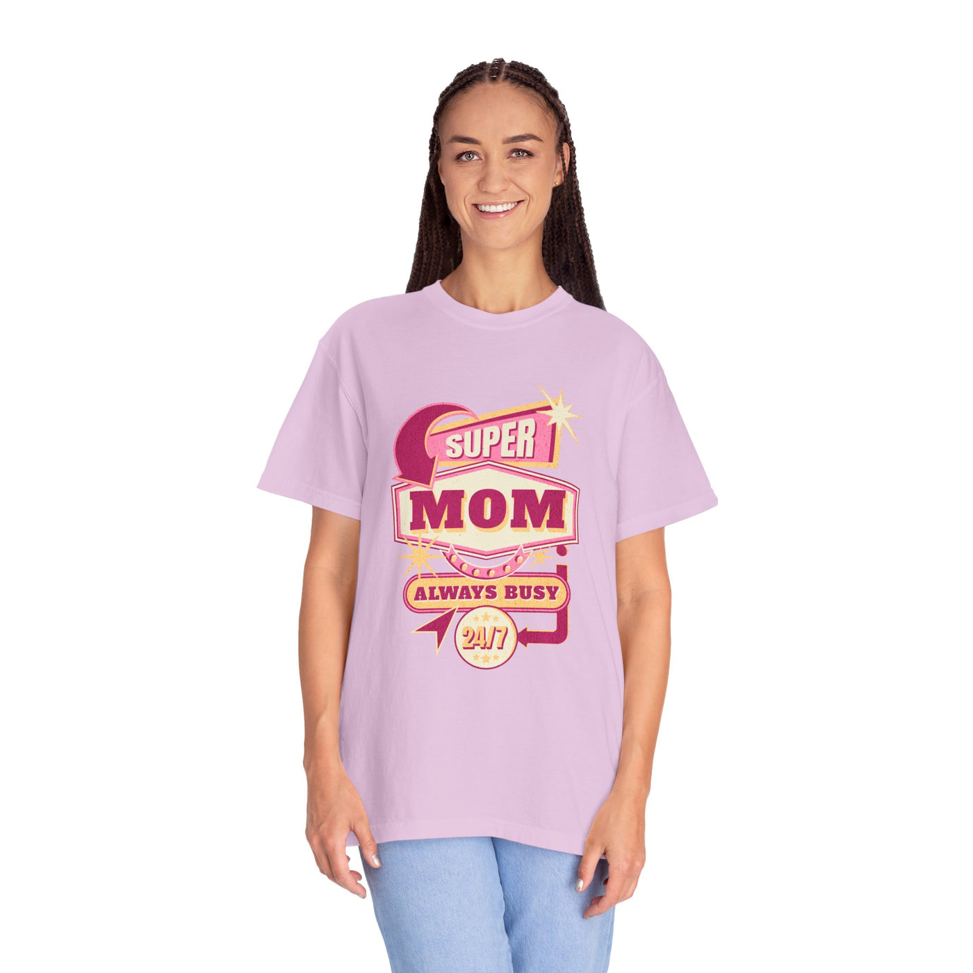 Super Mom Garment-Dyed T-Shirt, Mother's Day Gift, Funny Mom Tee, Busy Mom Apparel, Casual T-Shirt for Moms