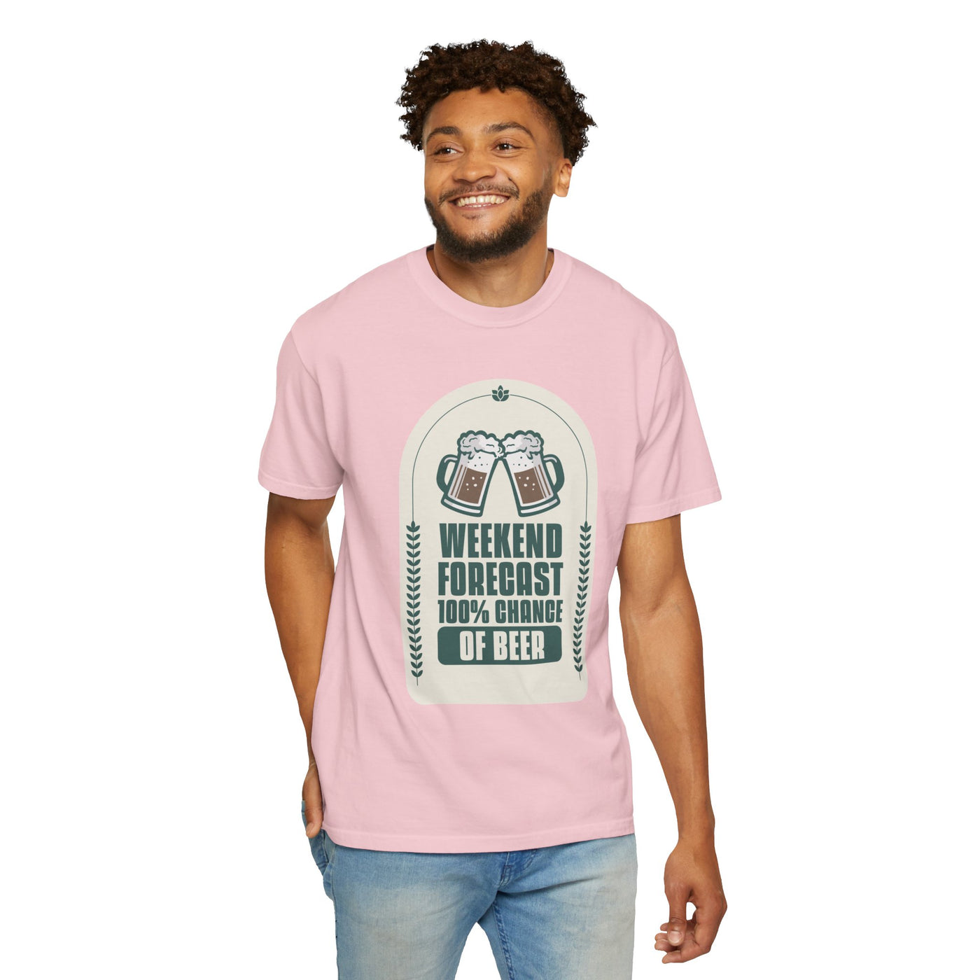 Weekend Forecast Beer T-Shirt | Unisex Garment-Dyed Tee for Beer Lovers, Perfect for Parties, Birthdays, and Casual Wear