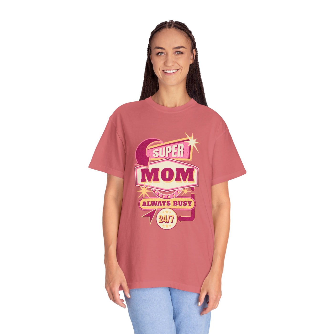 Super Mom Garment-Dyed T-Shirt, Mother's Day Gift, Funny Mom Tee, Busy Mom Apparel, Casual T-Shirt for Moms