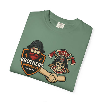 Brotherhood BBQ Humor T-Shirt, Unisex Casual Tee, Firefighter Appreciation, Friendship Gift, BBQ Lovers Shirt, Unique Graphic Tee