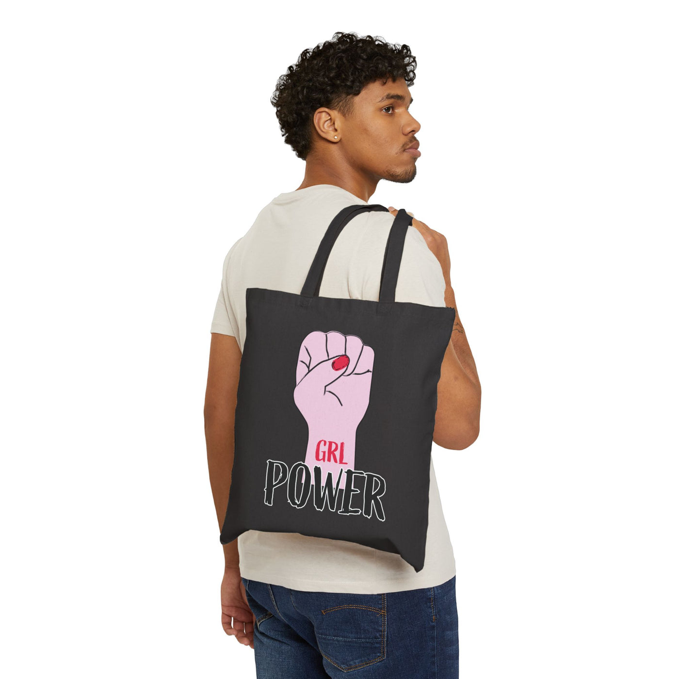 Empowering GRL Power Tote Bag - Eco-Friendly Canvas, Feminist Gift, Everyday Carryall, Women's Rights Activism, Reusable Shopping Bag