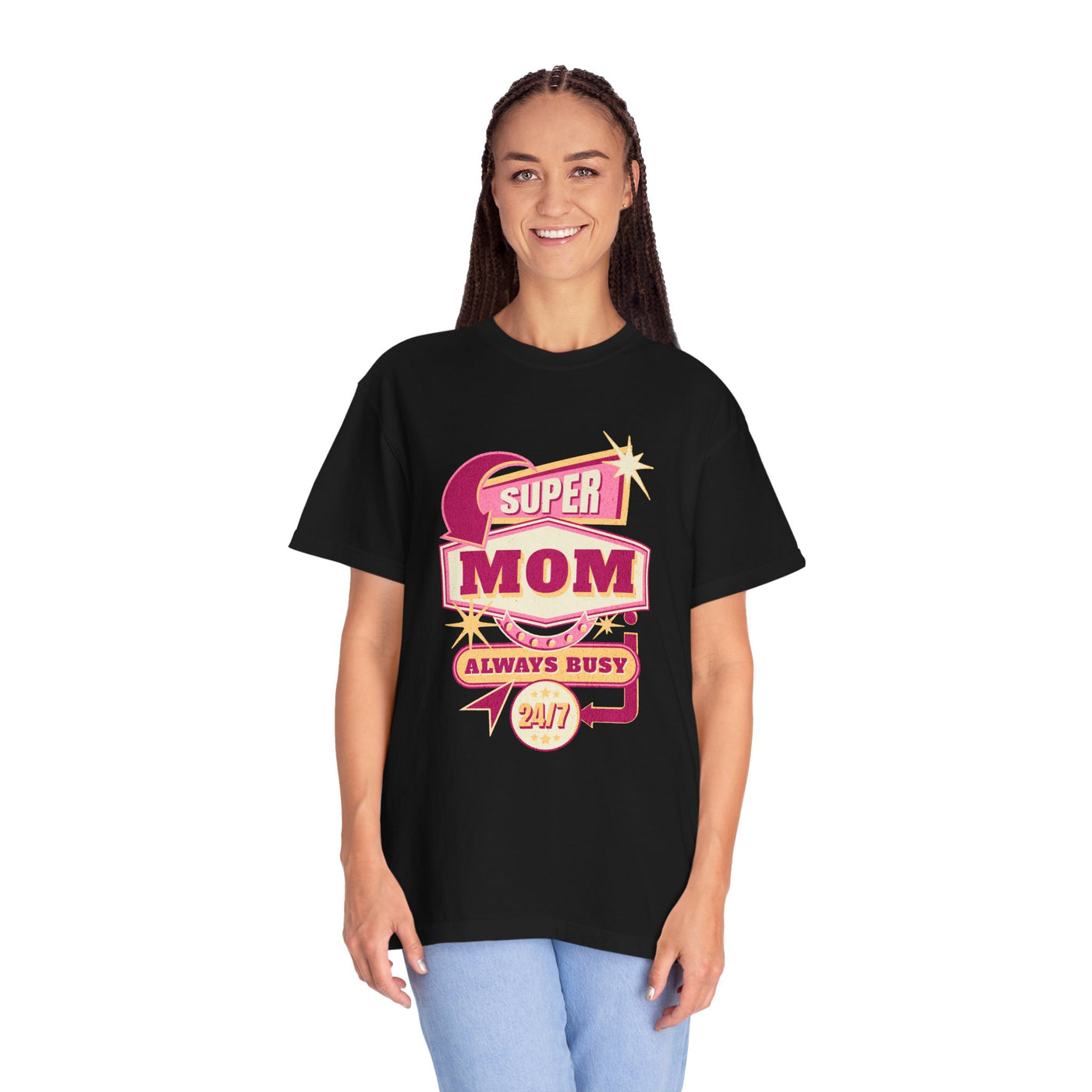 Super Mom Garment-Dyed T-Shirt, Mother's Day Gift, Funny Mom Tee, Busy Mom Apparel, Casual T-Shirt for Moms