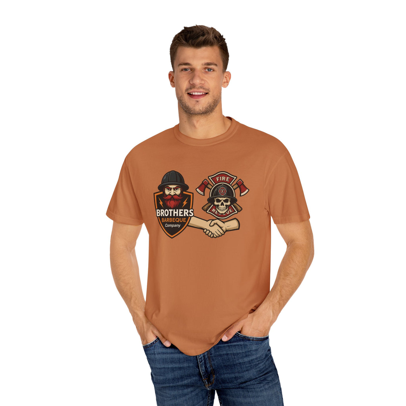 Brotherhood BBQ Humor T-Shirt, Unisex Casual Tee, Firefighter Appreciation, Friendship Gift, BBQ Lovers Shirt, Unique Graphic Tee