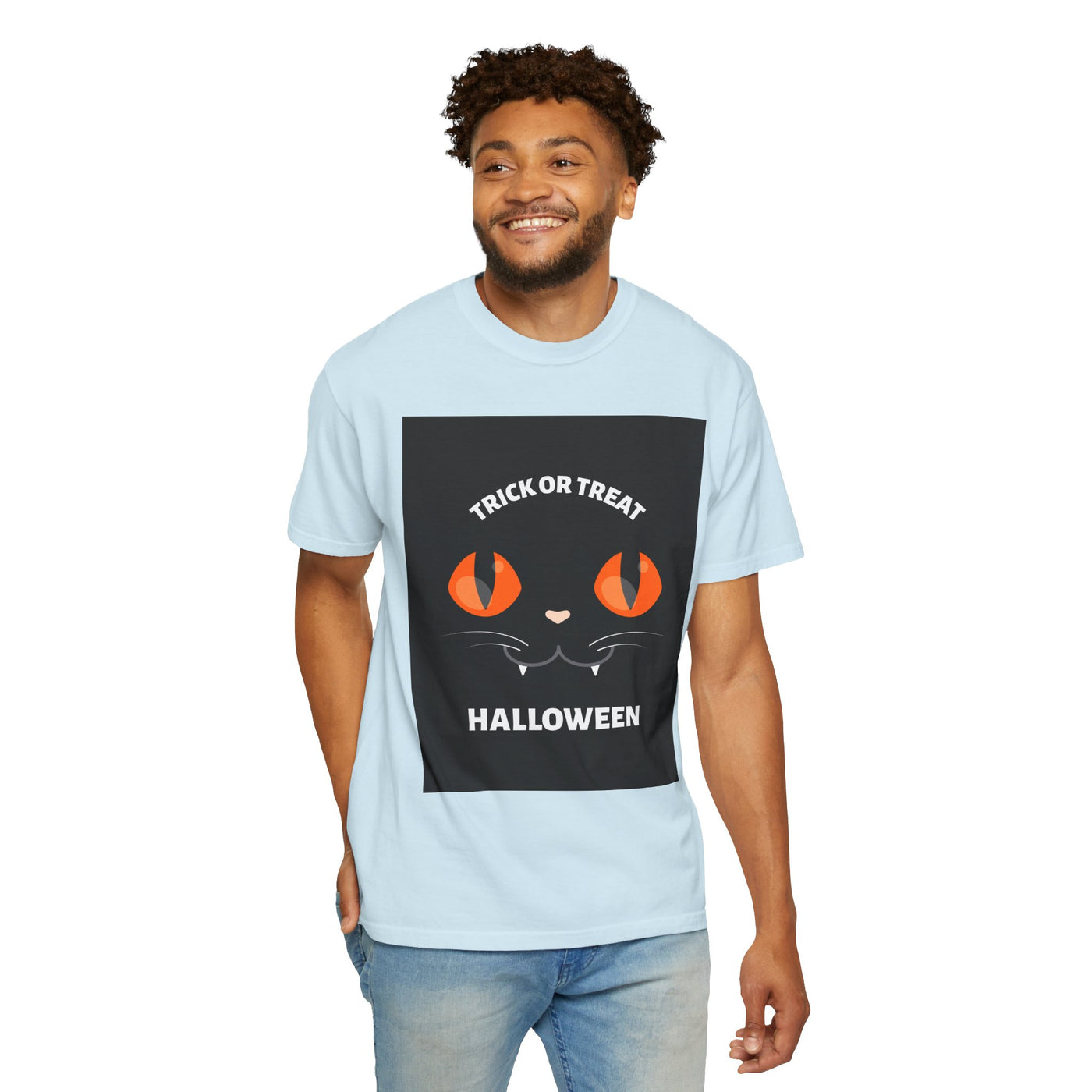 Halloween Cat T-Shirt, Unisex Trick or Treat Tee, Spooky Season Apparel, Cute Halloween Gift, Fall Festival Shirt, Cat Lover T-Shirt