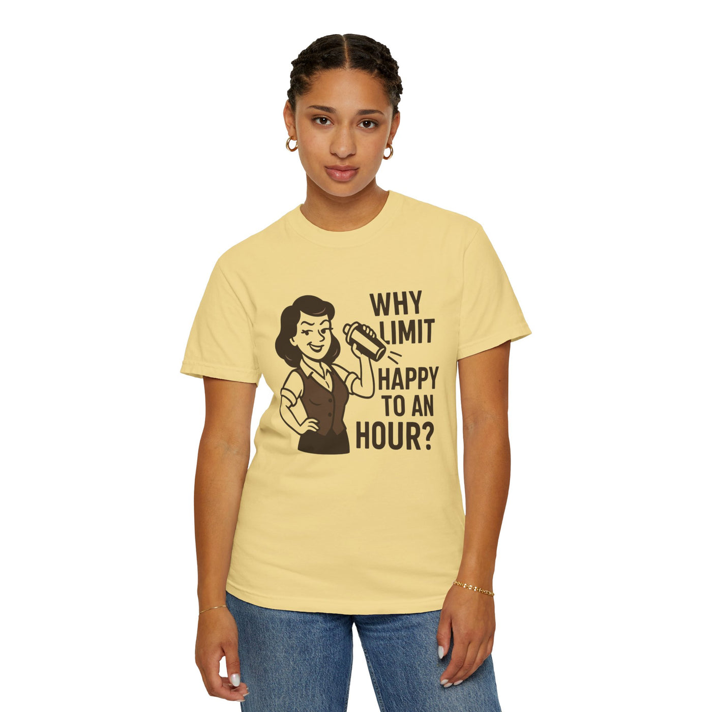 Why limit happy hour to an hour t-shirt, Chic Humor T-Shirt, Funny Shirt, Gift for Her, Casual Wear, Unisex Tee, Celebration Apparel
