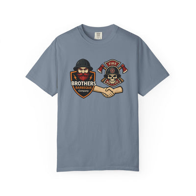 Brotherhood BBQ Humor T-Shirt, Unisex Casual Tee, Firefighter Appreciation, Friendship Gift, BBQ Lovers Shirt, Unique Graphic Tee