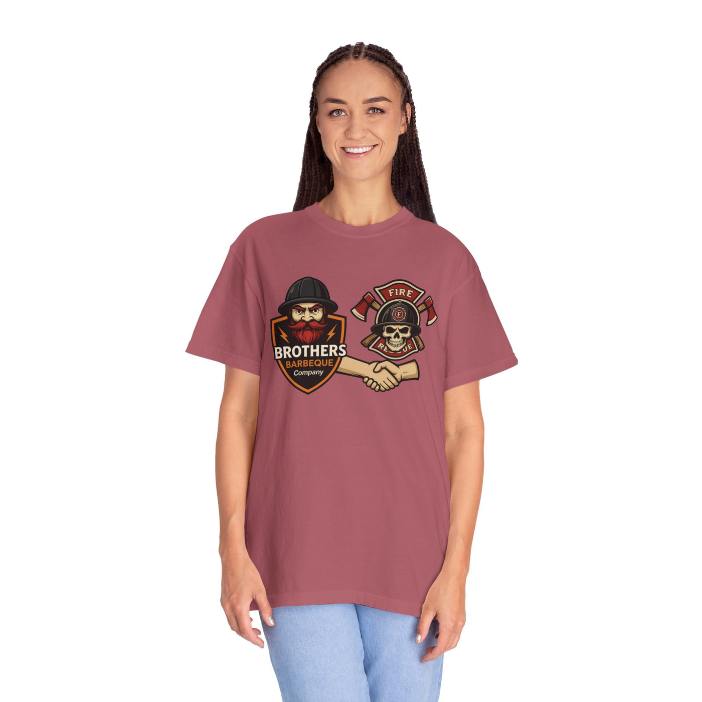 Brotherhood BBQ Humor T-Shirt, Unisex Casual Tee, Firefighter Appreciation, Friendship Gift, BBQ Lovers Shirt, Unique Graphic Tee