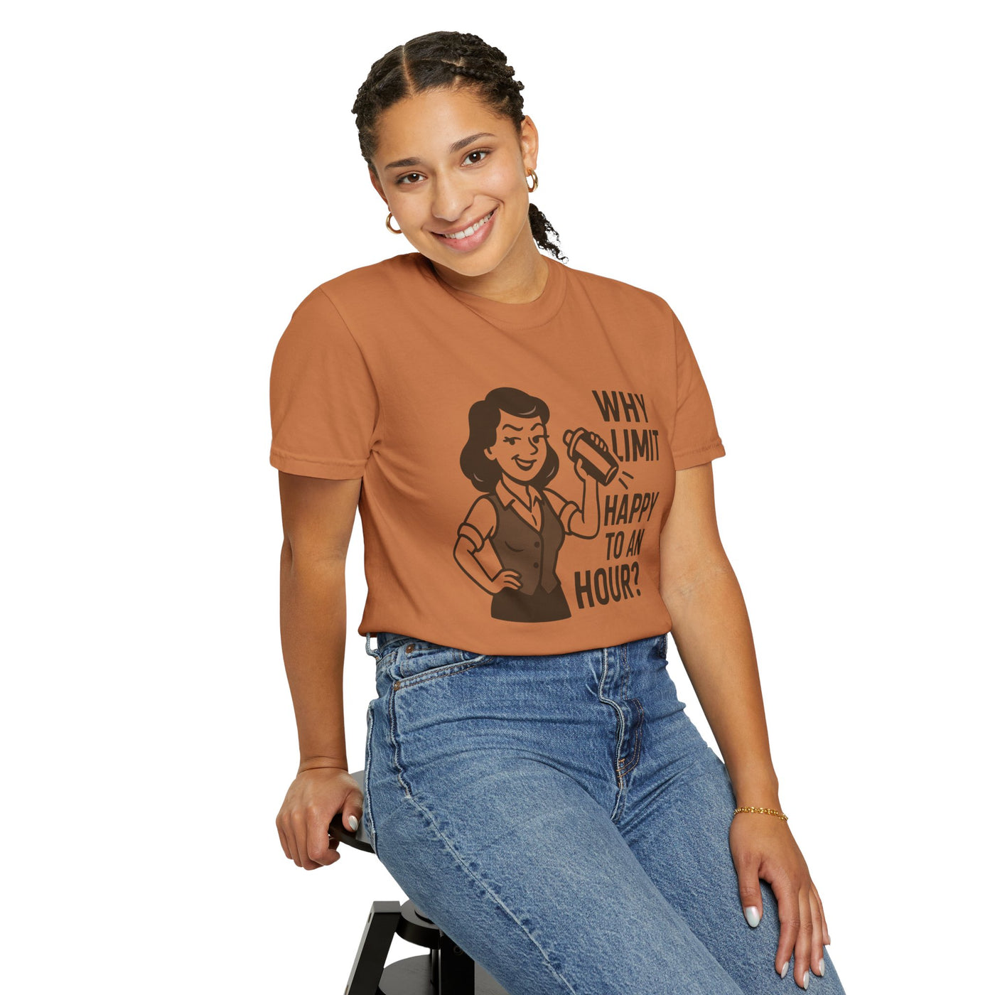 Why limit happy hour to an hour t-shirt, Chic Humor T-Shirt, Funny Shirt, Gift for Her, Casual Wear, Unisex Tee, Celebration Apparel