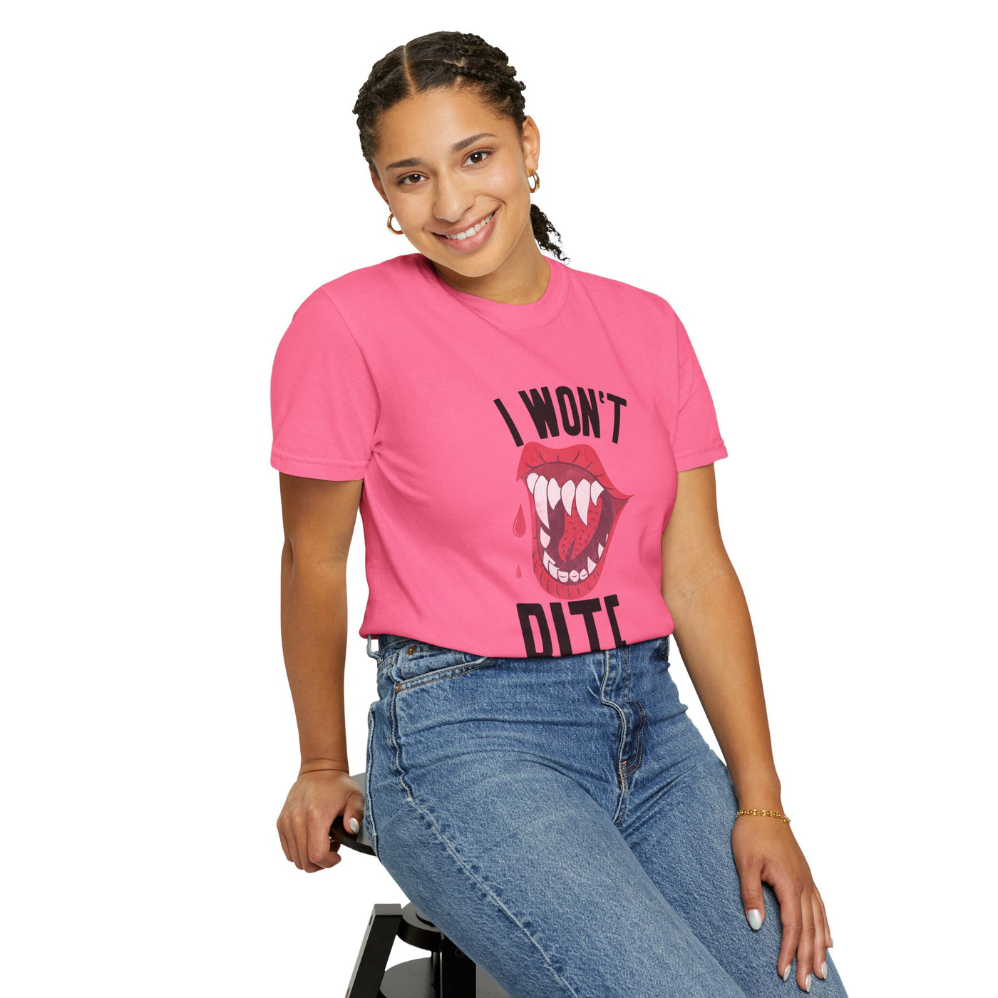 Fun Unisex 'I Won't Bite' T-Shirt for Halloween, Casual Wear, Graphic Tee, Gift for Friends, Statement Shirt