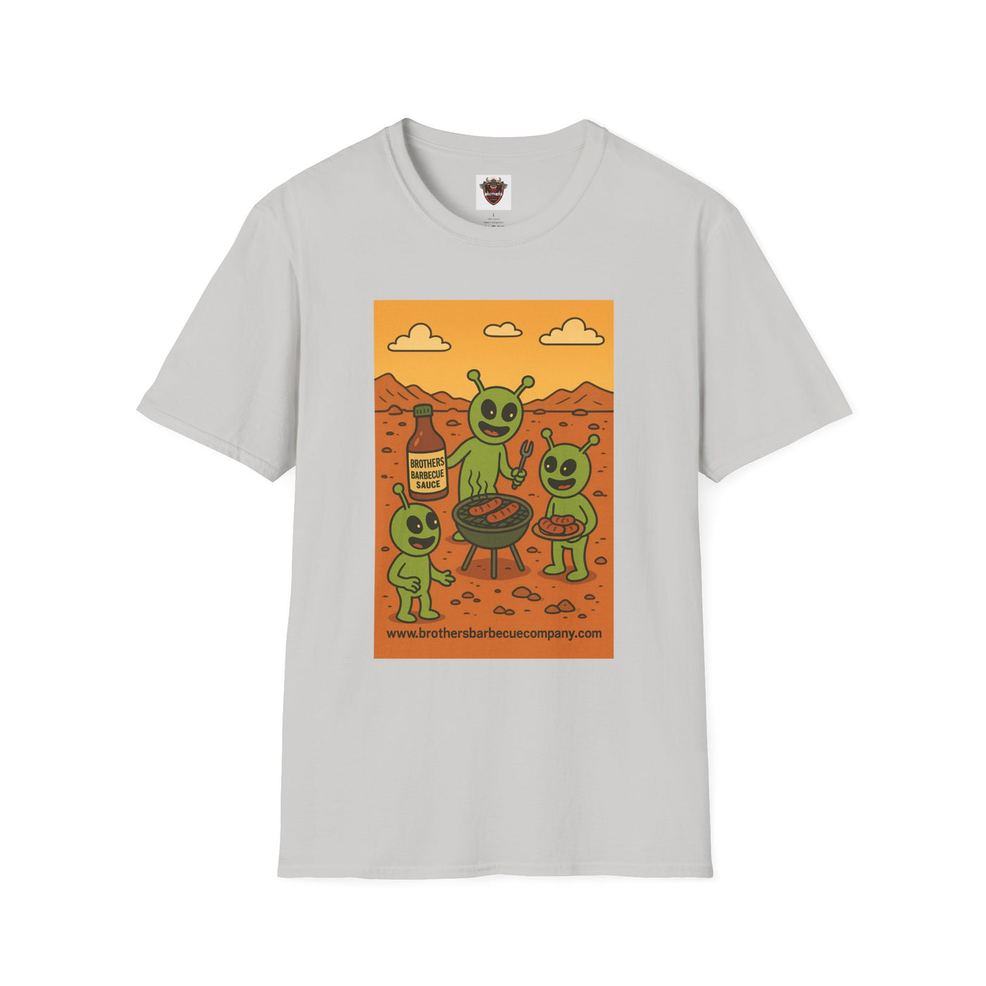 Alien BBQ Meat Party Unisex Softstyle T-Shirt, Funny Graphic Tee, Unique Gift, Summer Barbecue Wear, Casual Everyday Shirt, Fun Statement Top