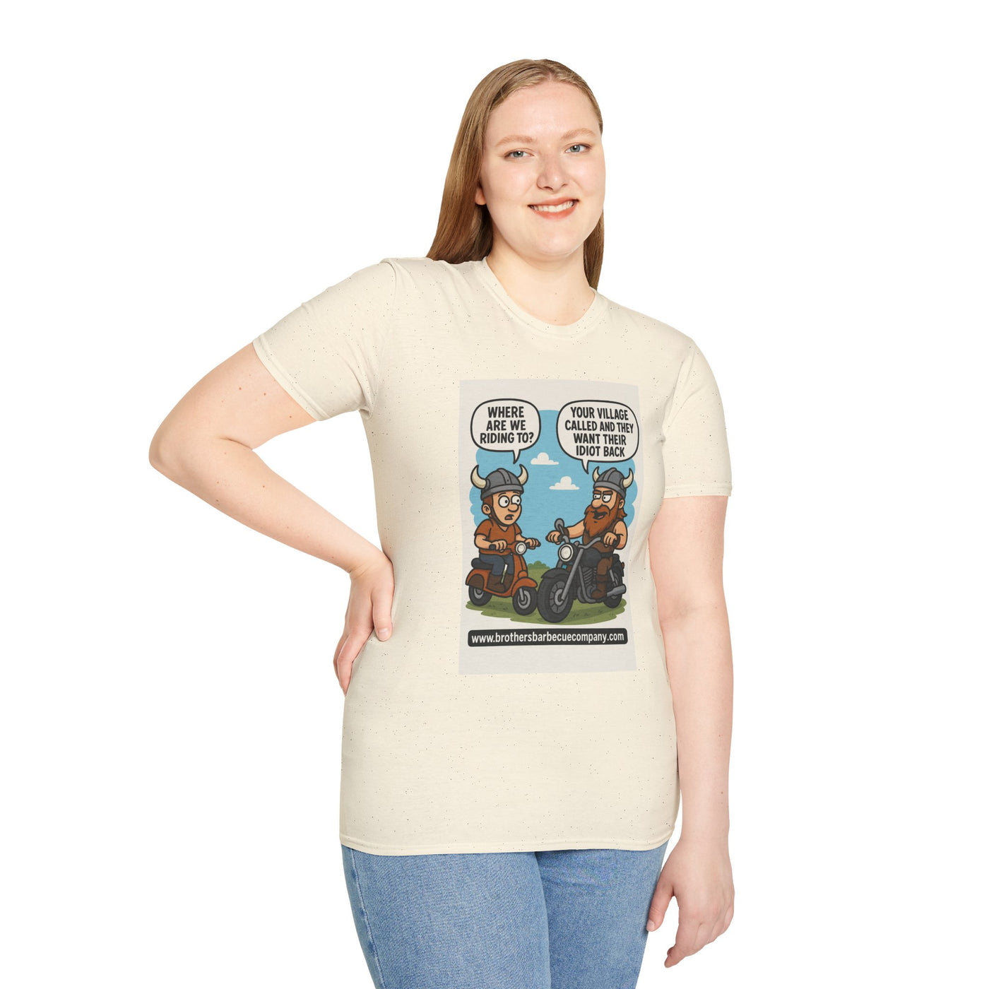 Funny Viking Bikers BBQ T-Shirt, Unisex Softstyle Tee, Gift for Grill Lovers, Casual Wear, Humor Shirt, Summer BBQ Party