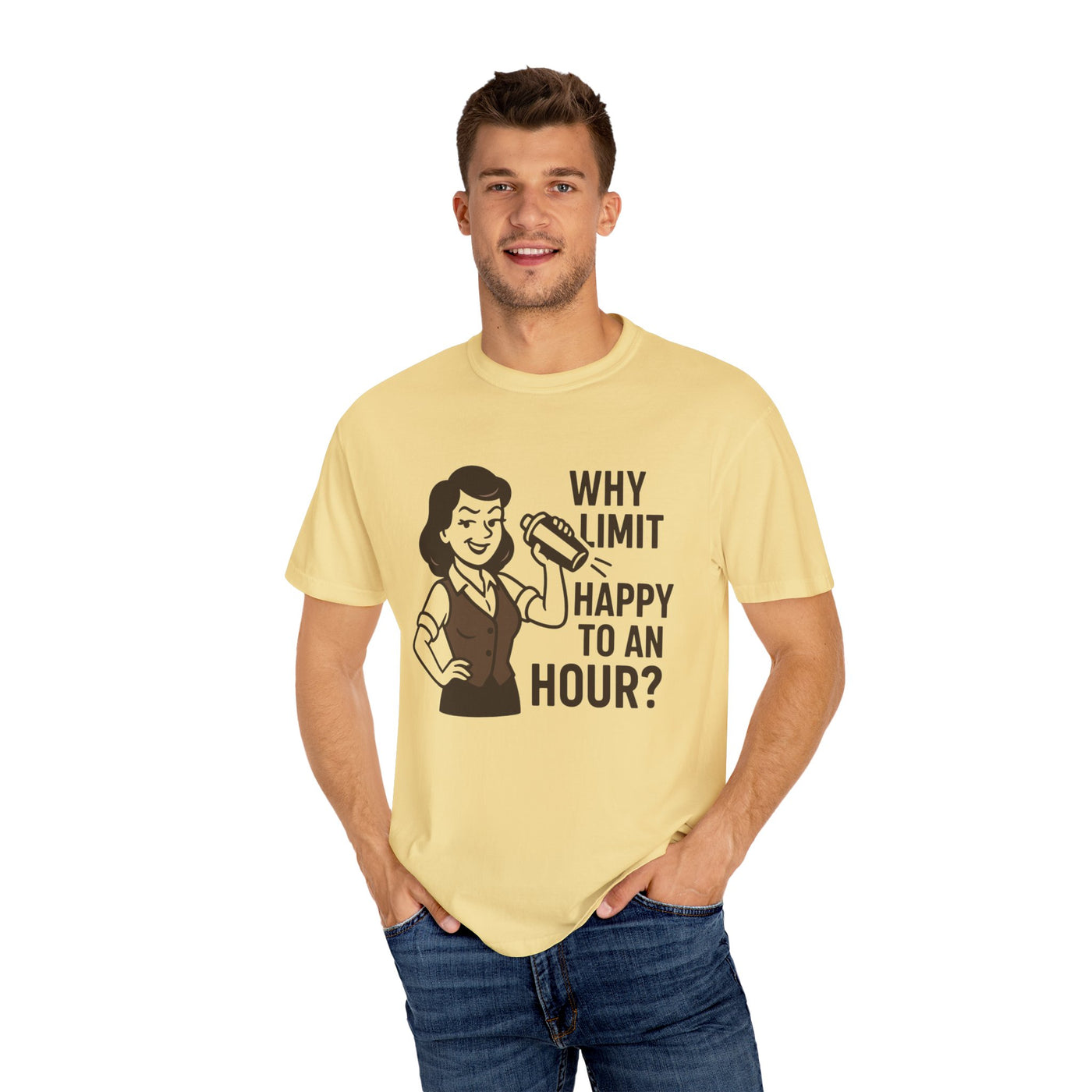 Why limit happy hour to an hour t-shirt, Chic Humor T-Shirt, Funny Shirt, Gift for Her, Casual Wear, Unisex Tee, Celebration Apparel
