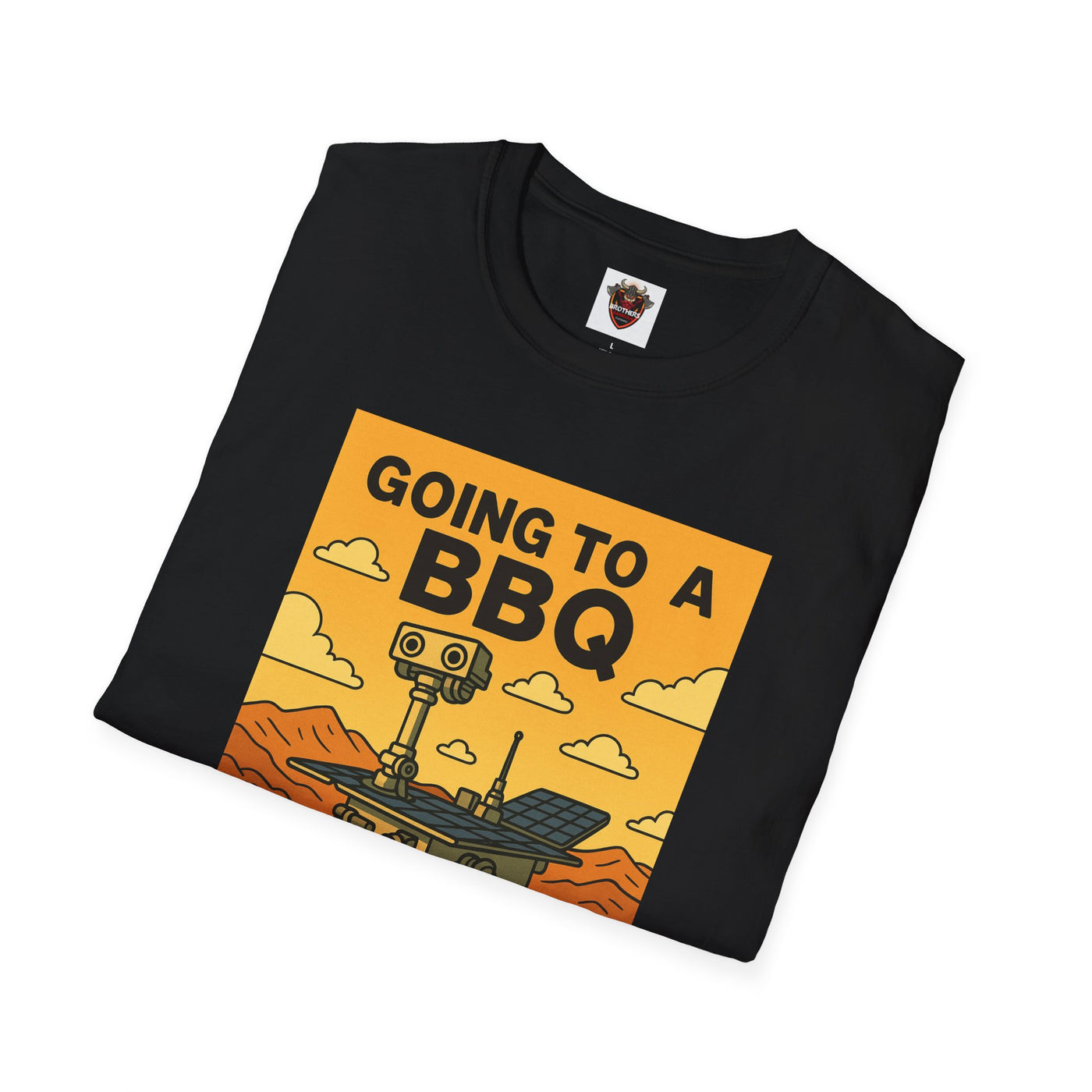 BBQ Rover Unisex Softstyle T-Shirt | Fun BBQ Shirt, Space Enthusiast Gift, Summer Picnic Wear, Mars Rover Shirt, Unique Graphic Tee
