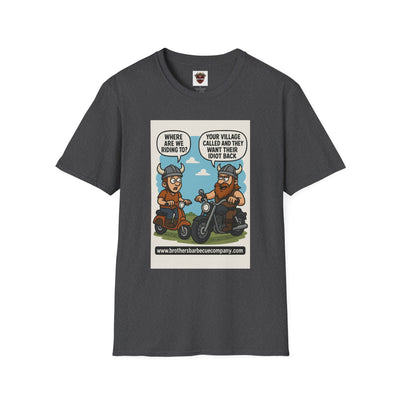 Funny Viking Bikers BBQ T-Shirt, Unisex Softstyle Tee, Gift for Grill Lovers, Casual Wear, Humor Shirt, Summer BBQ Party