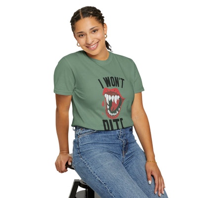 Fun Unisex 'I Won't Bite' T-Shirt for Halloween, Casual Wear, Graphic Tee, Gift for Friends, Statement Shirt