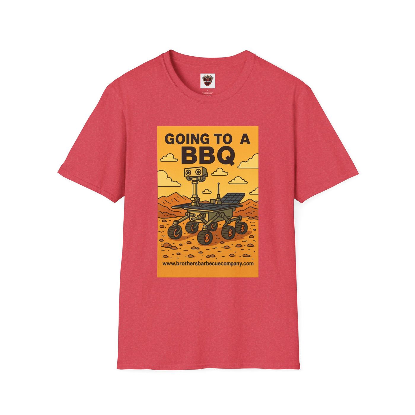 BBQ Rover Unisex Softstyle T-Shirt | Fun BBQ Shirt, Space Enthusiast Gift, Summer Picnic Wear, Mars Rover Shirt, Unique Graphic Tee