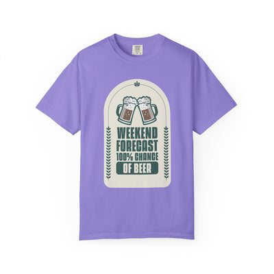 Weekend Forecast Beer T-Shirt | Unisex Garment-Dyed Tee for Beer Lovers, Perfect for Parties, Birthdays, and Casual Wear