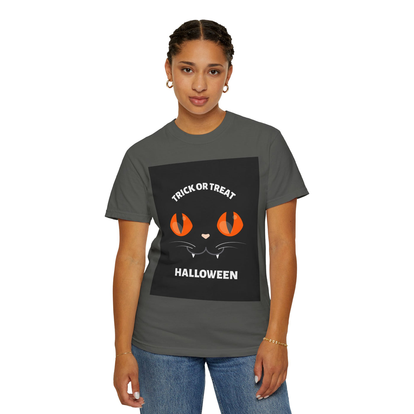 Halloween Cat T-Shirt, Unisex Trick or Treat Tee, Spooky Season Apparel, Cute Halloween Gift, Fall Festival Shirt, Cat Lover T-Shirt