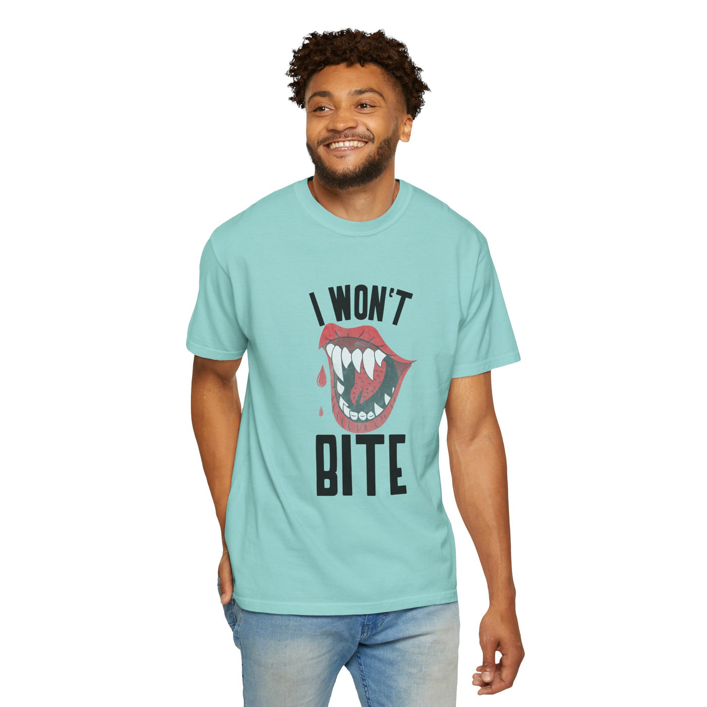 Fun Unisex 'I Won't Bite' T-Shirt for Halloween, Casual Wear, Graphic Tee, Gift for Friends, Statement Shirt