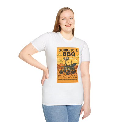 BBQ Rover Unisex Softstyle T-Shirt | Fun BBQ Shirt, Space Enthusiast Gift, Summer Picnic Wear, Mars Rover Shirt, Unique Graphic Tee